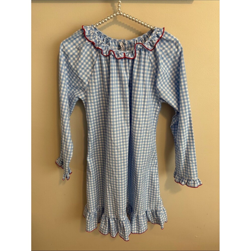 Sweet Dreams Light Blue and White Gingham nightgown size 10